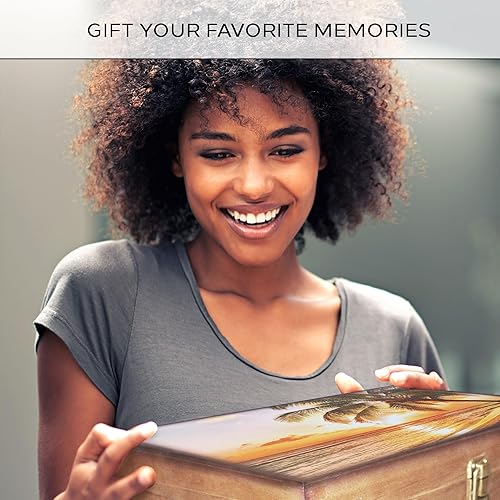 Miniatura 5 de Caja de recuerdos de madera con bandera rústica, caja de memoria grande para recuerdos, caja de almacenamiento decorativa para recuerdos, joyas y