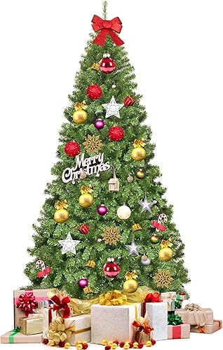 Happygrill Árbol de Navidad artificial clásico de 7.5 pies, árbol de Navidad de abeto con bisagras con puntas gruesas de PVC, soporte de metal, Happygrill Árbol de Navidad artificial clásico de 7.5 pies, árbol de Navidad de abeto con bisagras con puntas gruesas de PVC, soporte de metal,