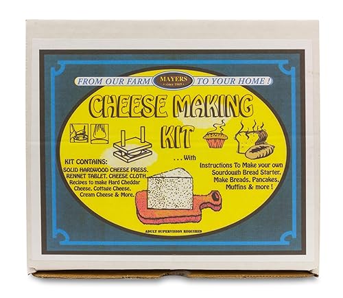 Kit de fabricación de queso fresco para bricolaje, queso cheddar, requesón, queso crema y más, incluye paño de queso, prensa de queso de madera,