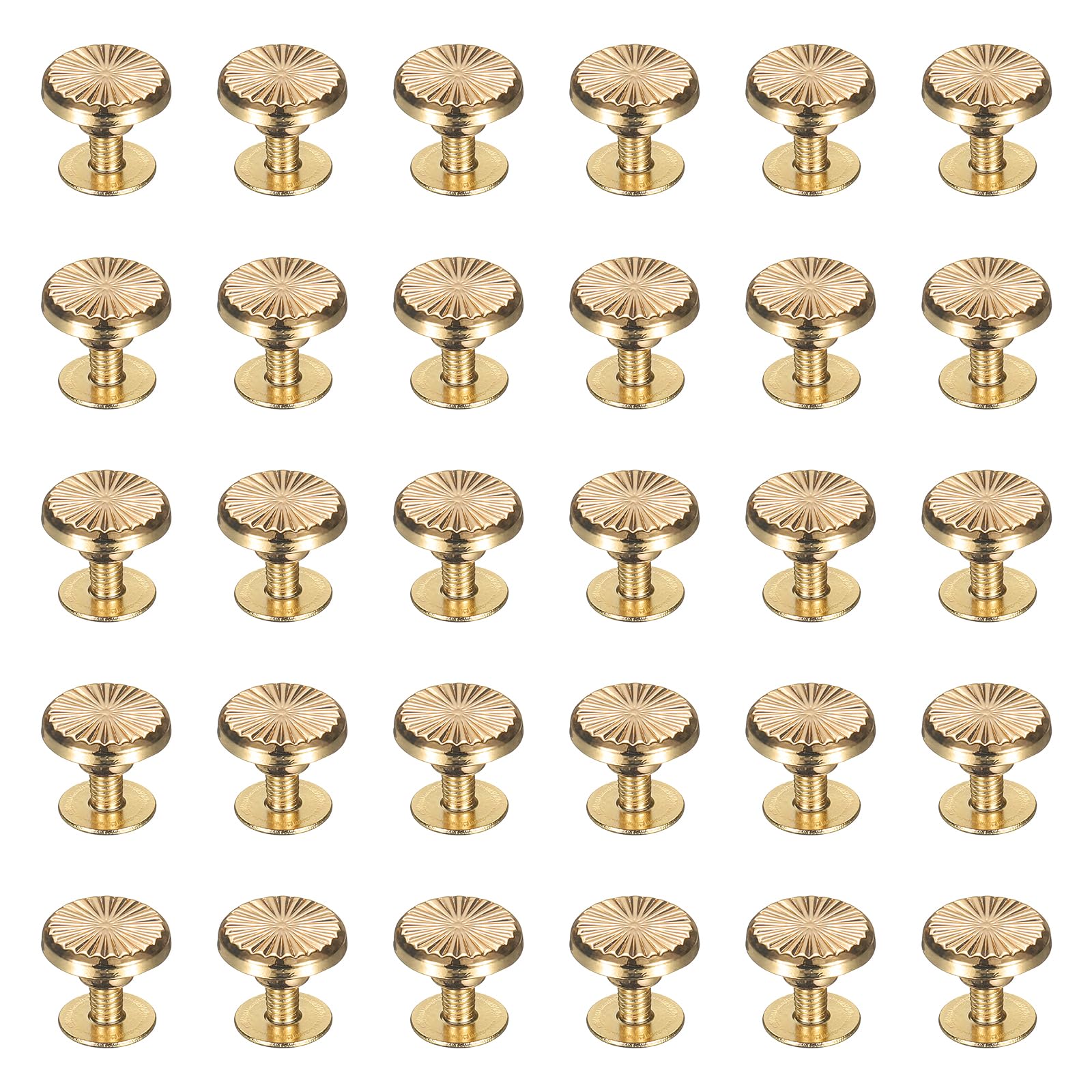 uxcell 30 Pcs Metal Stud Rivets 10mm Flower Shape Decoration Stud Rivet Screw Back Studs for Leather Bags Belt Clothes Shoes Purse Supplies DIY Craft Making, Gold