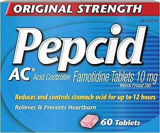 Pepcid Acid Controller Original Strength Tablets, Acid Reducer for Heartburn, Acid Reflux and Upset Stomach Relief, 60 Tablets