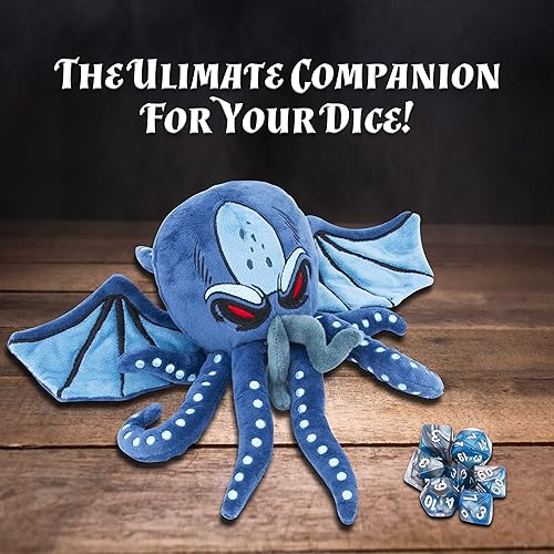 Miniatura 7 de CASEMATIX Estuche suave para dados y soporte para dados con 7 dados RPG incluidos, figura de monstruo marino de 9.5 pulgadas con compartimento de