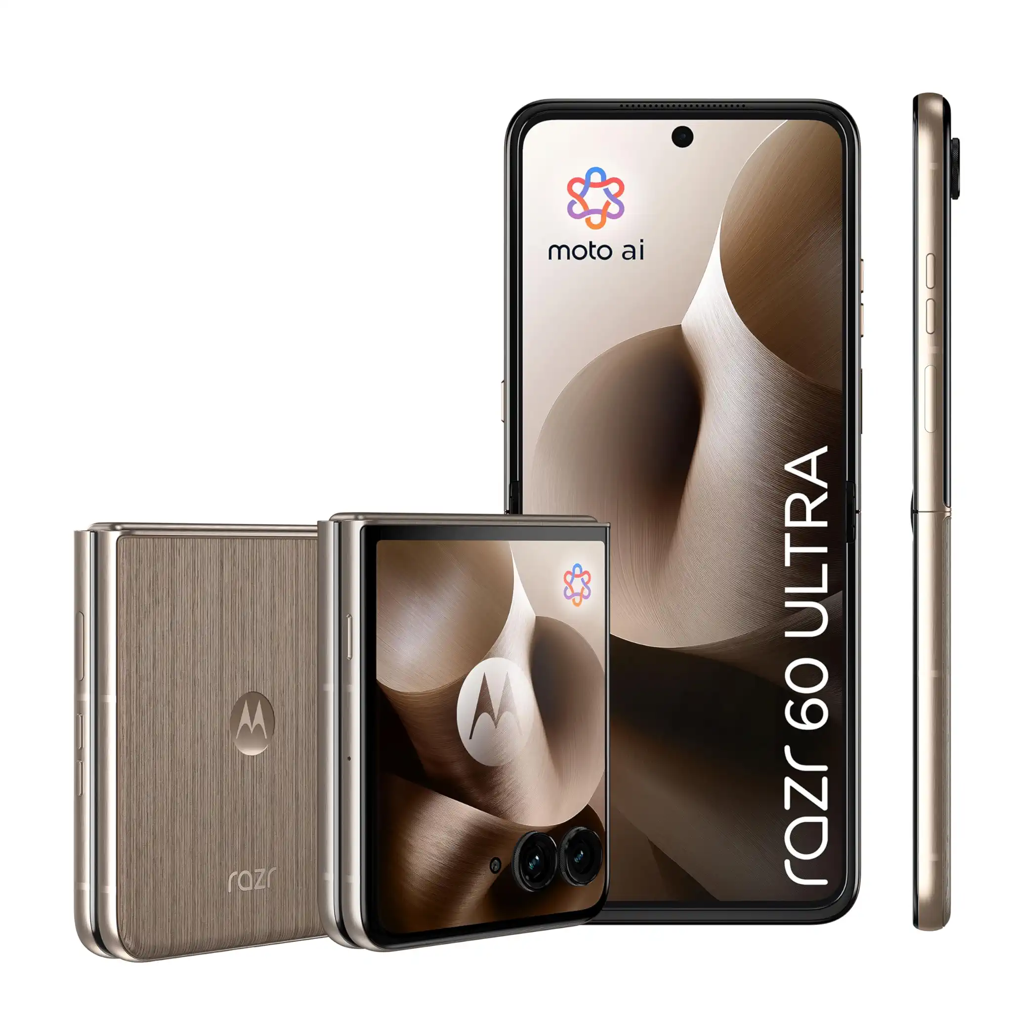 Motorola razr 60 Ultra (Flip-Phone 6,96"-pOLED-Display/Robustes 4,0"-Außendisplay mit Gorilla Glass Ceramic, widerstandsfähig, wassergeschützt, 50-MP-Moto-AI-Kamera, 12/256 GB) Pantone Mountain Trail