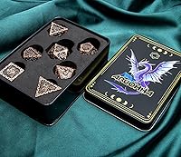 Vista 6 de ARUOHHA DND - Juego de dados de metal con caja de regalo, juego de rol, juego de 6 caras de poliedros para juegos de mesa RPG, dados D y D D20 D12