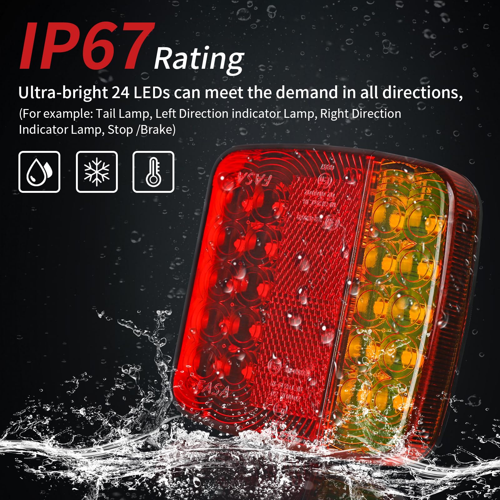 AOHEWEI Juego de luces LED inalámbricas Luces traseras magnéticas para remolque Sin cable 12V Camión trasero ECE EMC Aprobado para remolque, camión, caravana o camión