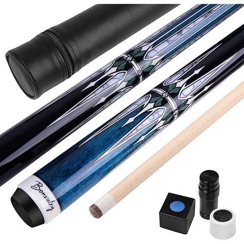 Pool Cue Kit - Stained Maple 58 Inch Pool Stick with Hard Case and Accessories for Billiards Enthusiasts