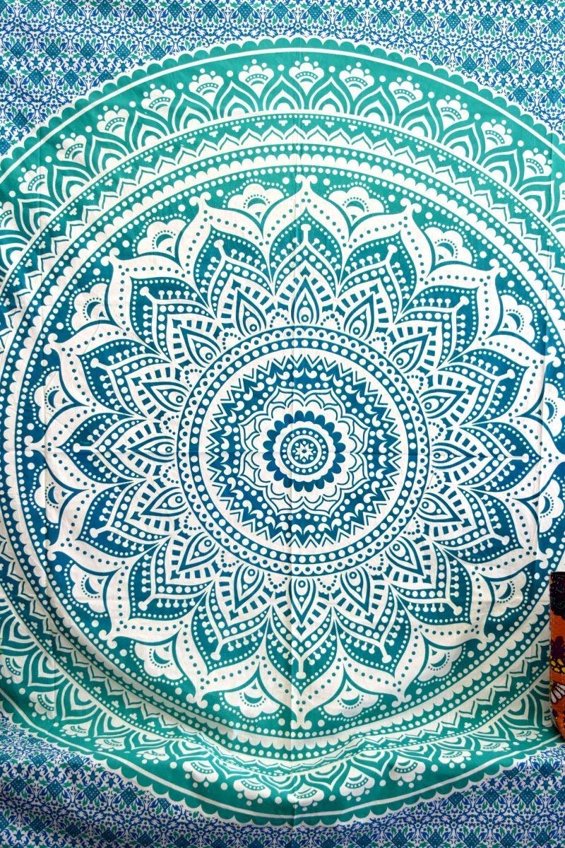 Serviette De Plage Ronde En Microfibre - Diamètre 150 Cm (60 Pouces) - Super Absorbante, Séchage Rapide - Motif Mandala - Pour Plage, Pique-nique, Yoga
