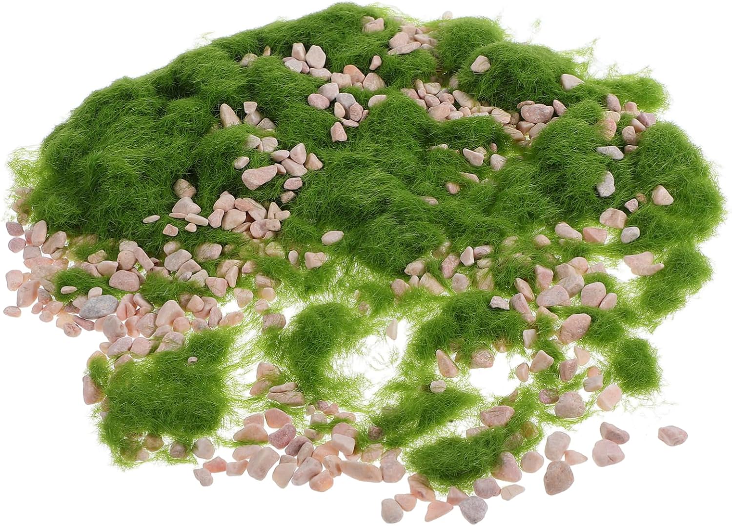 1Set Light Green Artificial Grass Mat with Stones for Miniature Landscapes Grass Powder Stones for Model Railway and Fairy Garden Scenery Durable Fake Grass