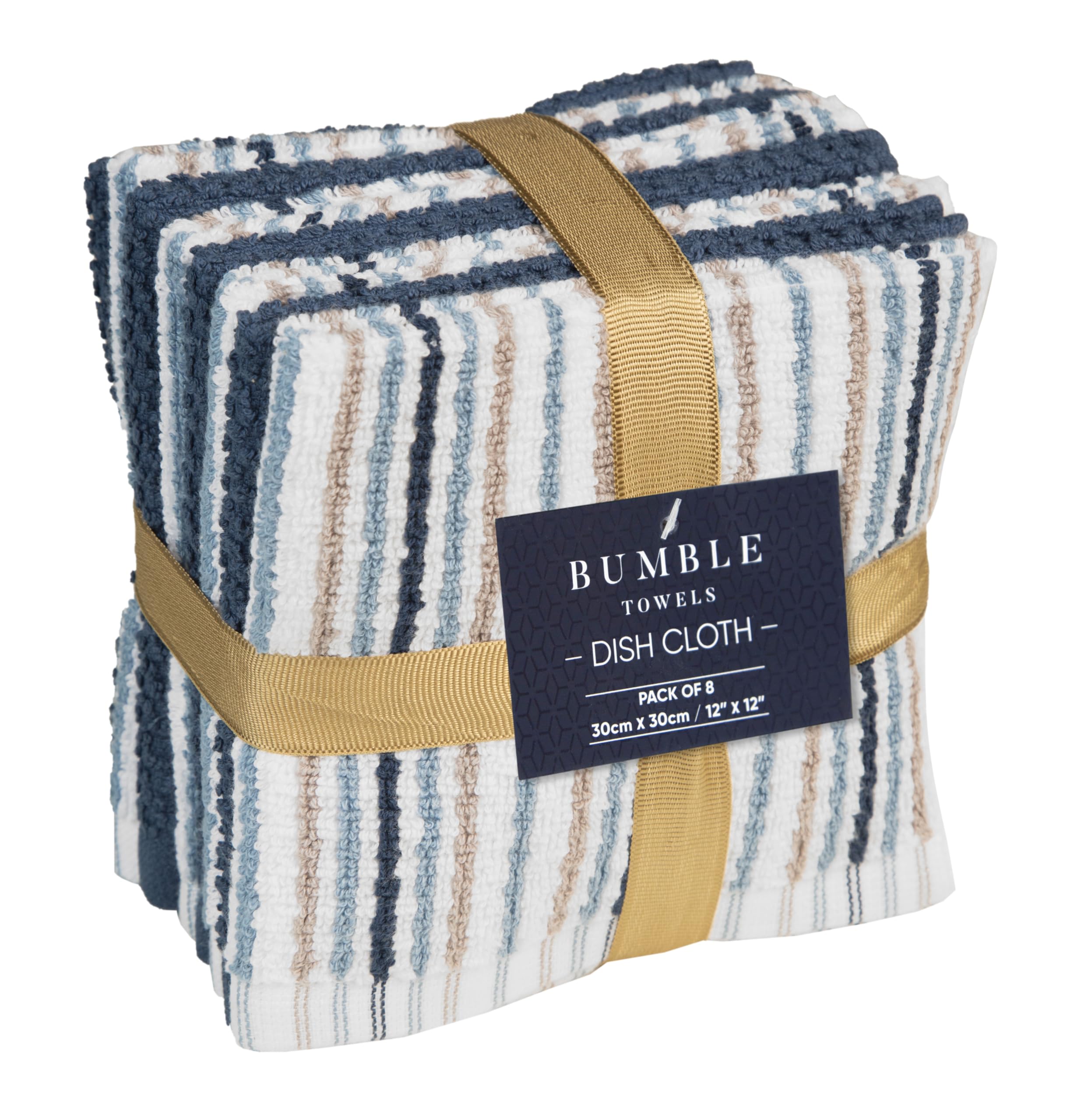 Bumble - Paños de Cocina 12 x 12 Pulgadas, Juego de paños de Cocina de algodón Hilado en Anillo 100% Natural, 430 g/m², Altamente absorbentes y Suaves, Paquete de 8, 4 Toallas de