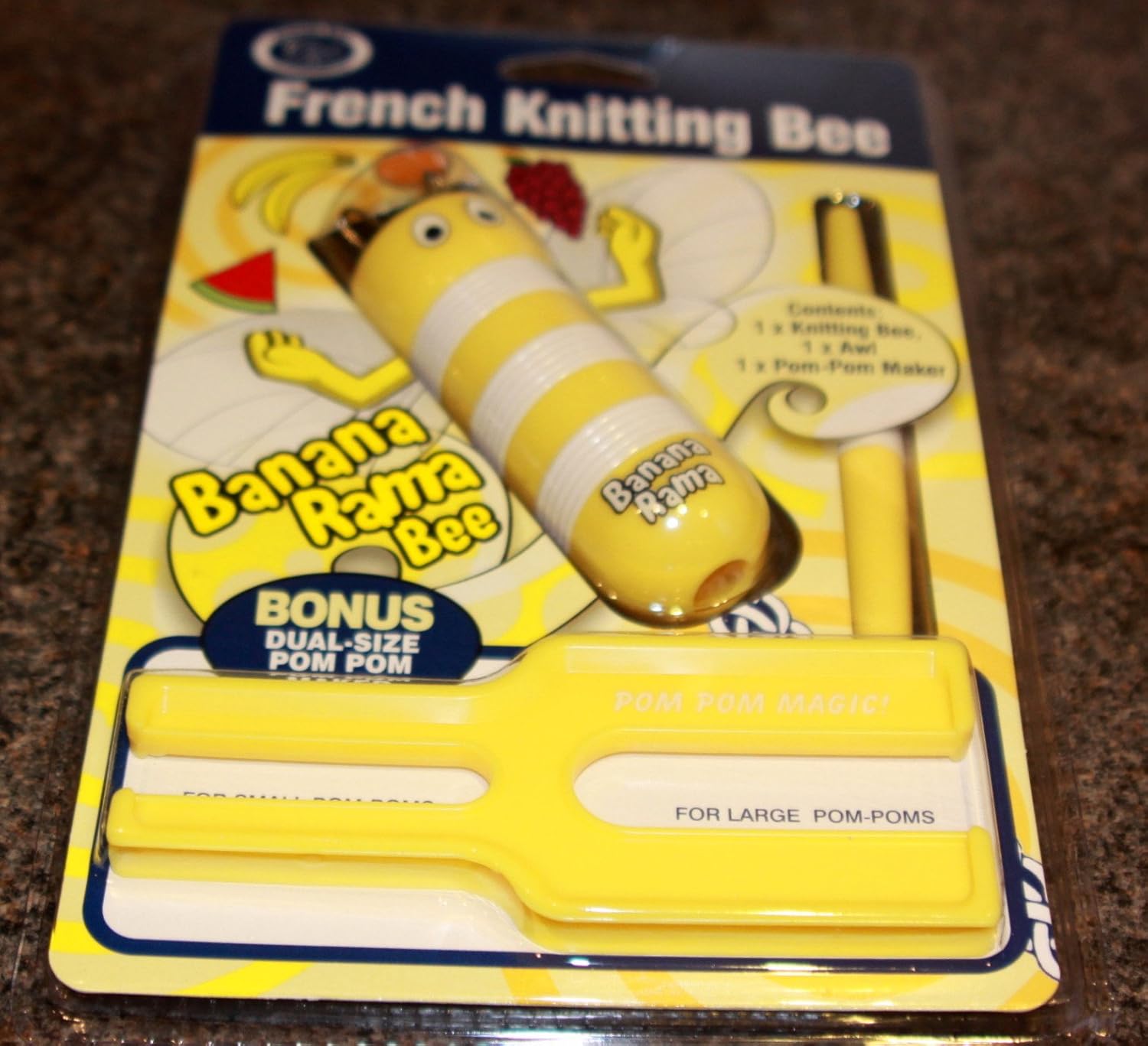 Classic Knit French Knitting Bobbin, 4 Pin, Mighty Blue, with Awl and