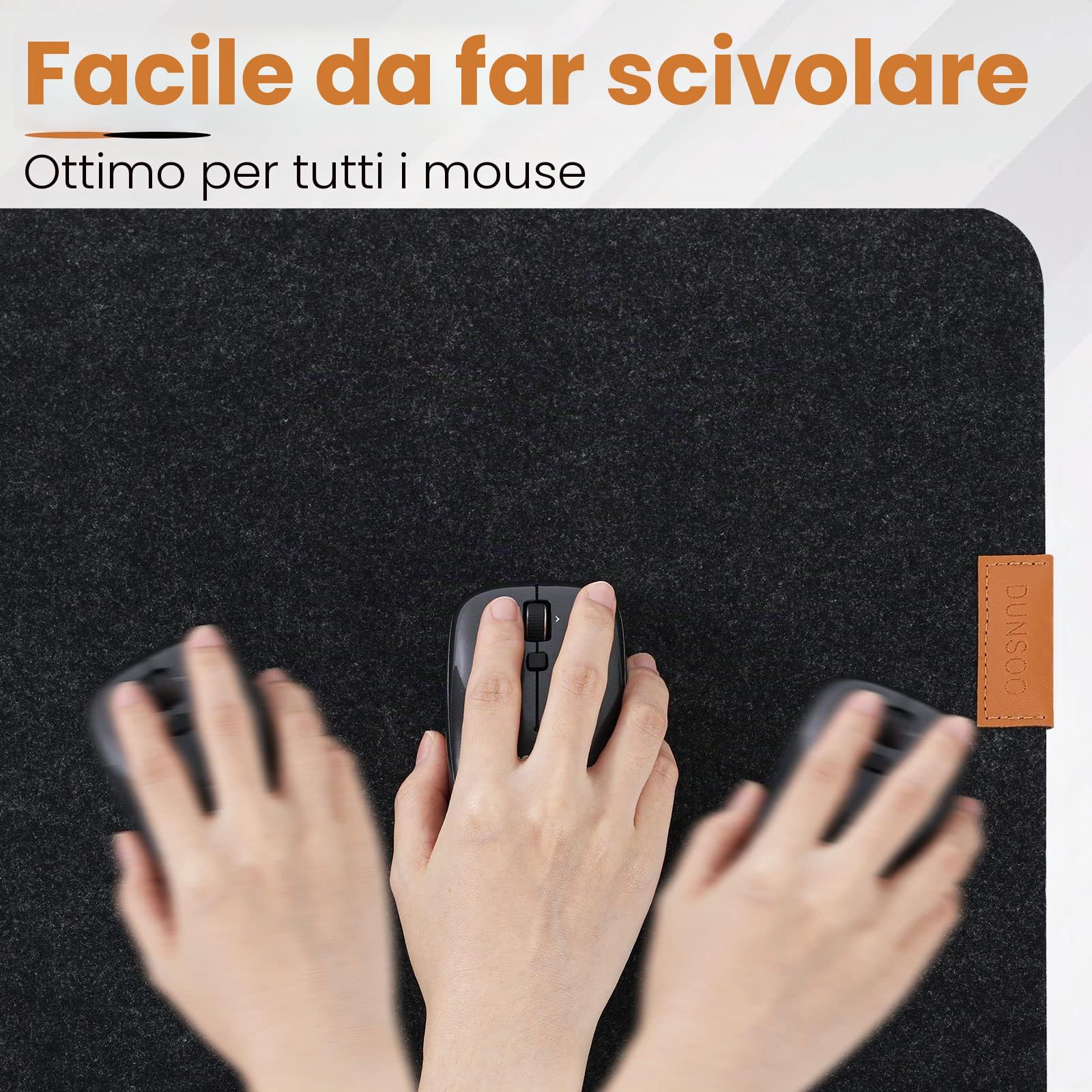 Tappetino Scrivania Feltro 100x40cm Antiscivolo Grigio Scuro