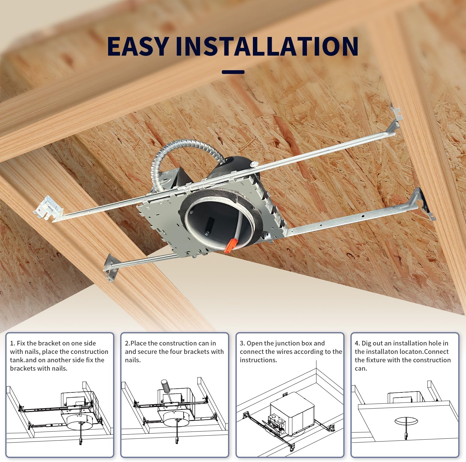 mw 24 Pack 6 inch Recessed Lighting Housing Can Light New Construction, Air Tight Ceiling Can with TP24 Connector 120-277V, IC Rated, UL, ETL Listed
