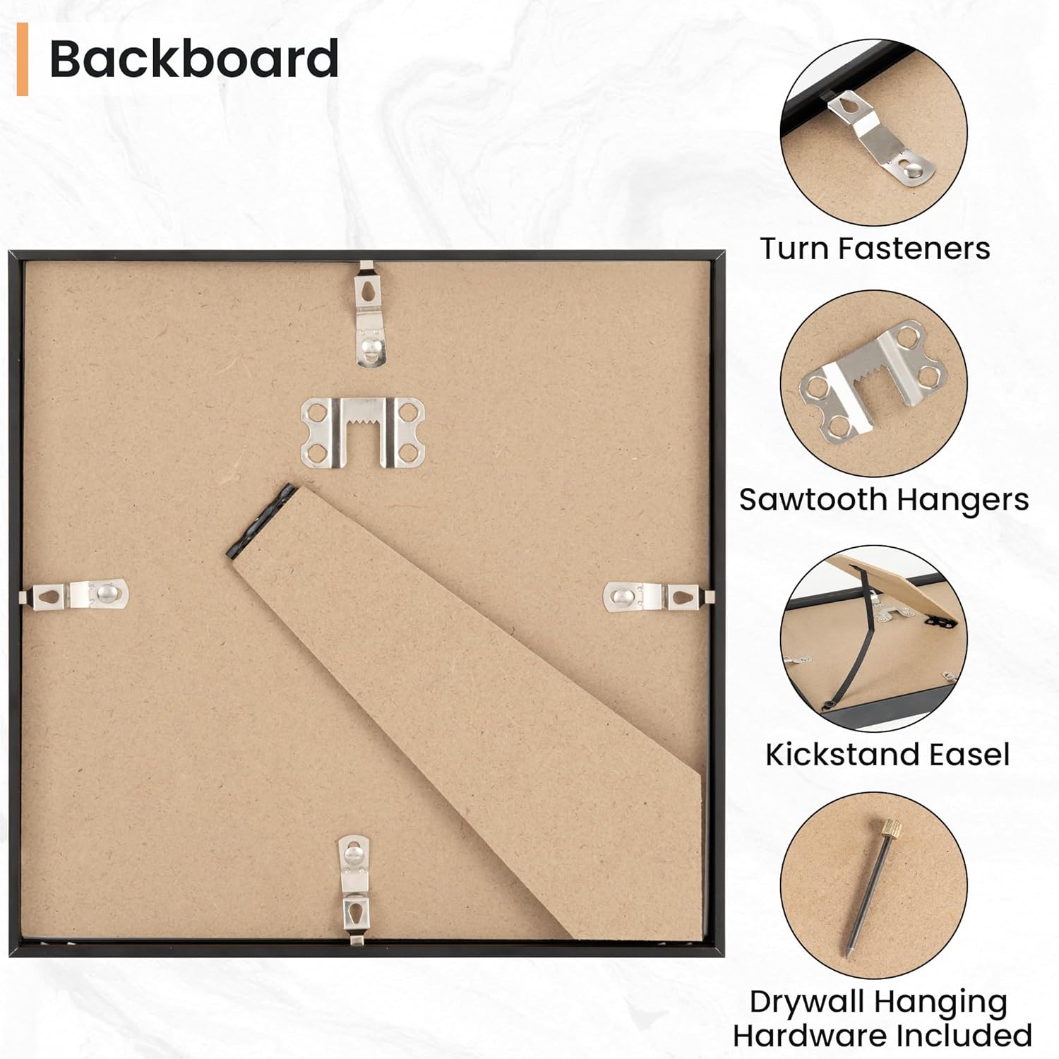 RICHFOCUS 8x8 Metal Picture Frame | 8x8 Aluminum Frame with Mat for 4x4 Square Photo | Tempered Glass | Wall or Tabletop Display for Home Decor | Wall Hook Included (Set of 1, Black)