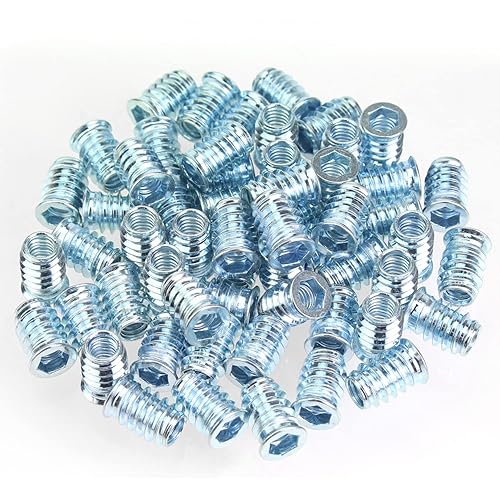 Miniatura 73 de Insertos roscados de 5/16"-0.709 x 0.984 in, acero al carbono chapado en zinc, con llave hexagonal para tornillos de muebles de madera, 26 piezas