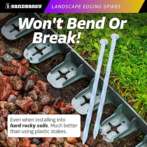 Miniatura 4 de Sandbaggy Landsacpe galvanizado de 6 pulgadas, clavos de paisaje en espiral, acero de calibre 7, ideales para suelos rocosos duros, también ideales