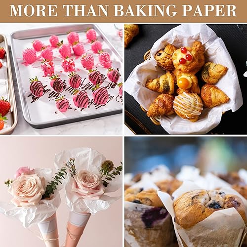 Miniatura 7 de 200 hojas de papel pergamino para hornear, 13 x 18 pulgadas, hojas de hornear precortadas resistentes para hornear, pergamino antiadherente para
