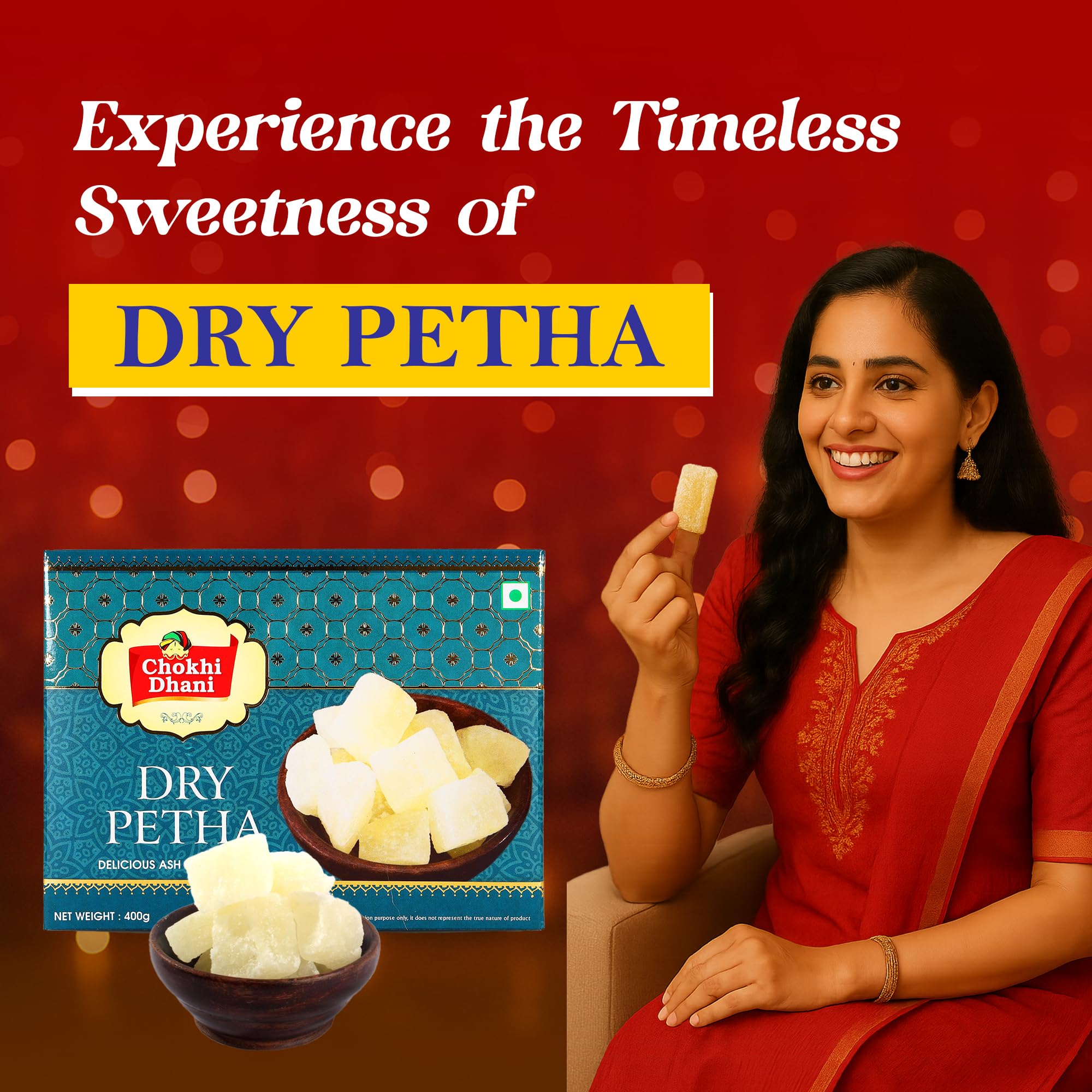 Chokhi Dhani Dry Agra Petha 400g (Pack of 2) | Soft & Juicy Ash Gourd Sweet | Traditional Indian Mithai Gift Box | White Pumpkin Petha for Festivals & Pooja 1