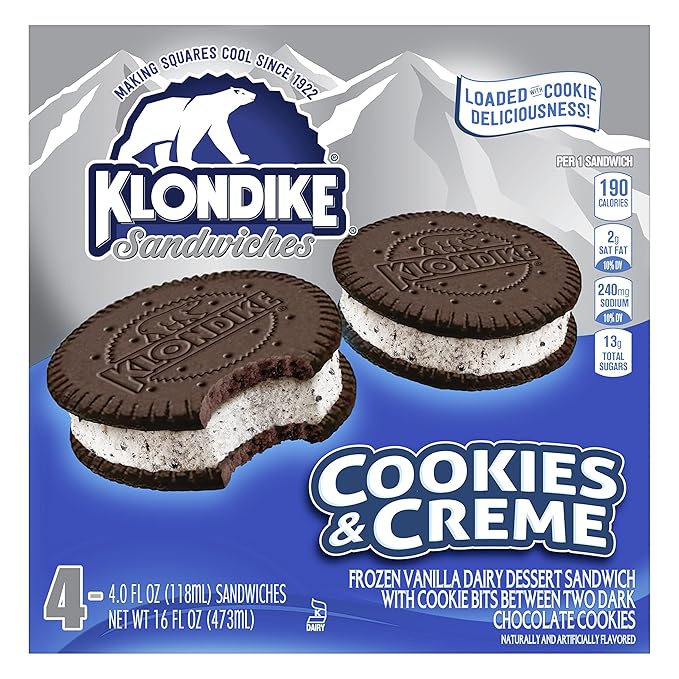 Klondike Frozen Dairy Dessert Sandwiches, Cookies and Crème