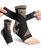 DR JK- Ankle Brace for Women and Men, X-Large, 1 Pair, Copper and Black, Adjustable Compression Sleeve, Soft Straps for Achilles Tendonitis Relief, Sports Protection, Achilles Tendonitis Brace