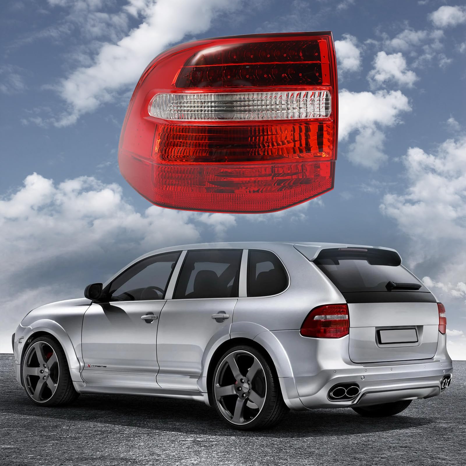 Serendicy 12V Tail light Assembly, Left Side LED Tail Light Fit for Porsche Cayenne 2007-2010 Red Clear Lens Black Housing OE# 95563148801 Passenger Side Rear Tail Light Assembly