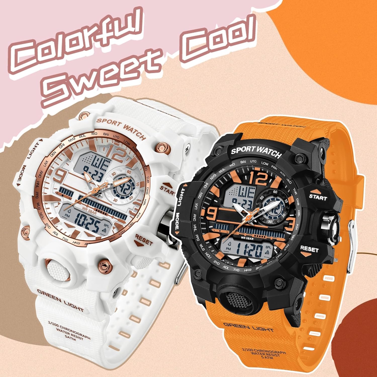 findtime Women's Sports Watch Digital Watches for Ladies Tactical Watch Outdoor Military 5ATM Waterproof Watch Stopwatch Alarm LED Backlight Shockproof Analog Wrist Watches for Women