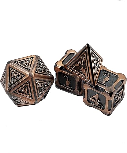 Miniatura 4 de Juego de 11 dados de metal poliédricos de dragón de cobre para D&D, DND, Shadowrun, Pathfinder, Warhammer, Call of Cthulhu y más