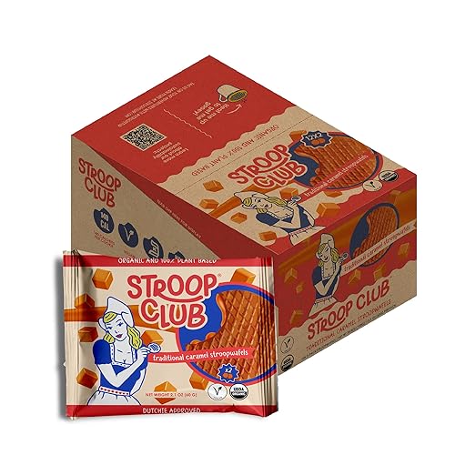 Miniatura 55 de Stroop Club Stroopwafels orgánicos de caramelo sin gluten, 12 unidades de 2 obleas (24 galletas de gofre)