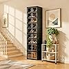 Tykacna Foldable Shoe Organizer Storage Box, Portable Extra Large Folding Shoe Rack for Closet, Shoe Storage Box with Magnetic Transparent Door and Wheels, 9 Layers 18 Grids with 4 Big Grids