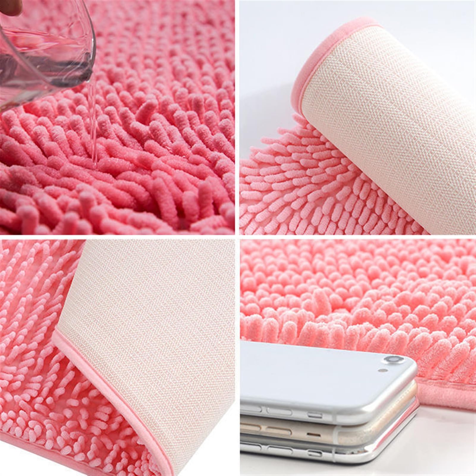 Reyox Soft Durable Thick Chenille Bath Mat, Water Absorbent Fast Dry Bathroom Rugs, Non Slip Bath Rugs for Kitchen Bathroom Bedroom Indoor and Outdoor Orange 1.3 x 2.0 Feet