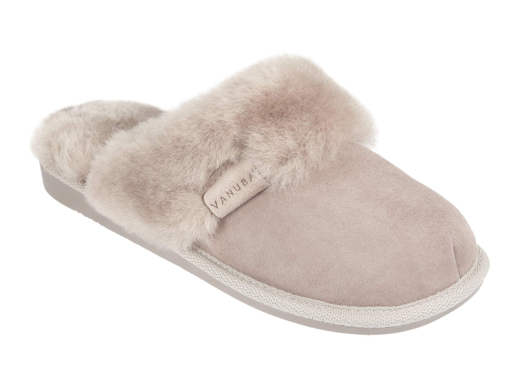 Vanuba Handgemacht Lammfell Warme Hausschuhe Damen Winter Slippers - Hauspantoffeln - Kuschel Pantoffeln Damen Plüsch - Damen Pantoletten Winter - Flache Slippers für Drinnen