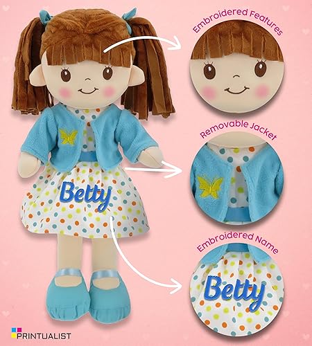 Miniatura 2 de Muñecas de trapo personalizadas para niñas, muñeca de bebé de felpa suave personalizada de 16 pulgadas para niños pequeños, muñecas de trapo