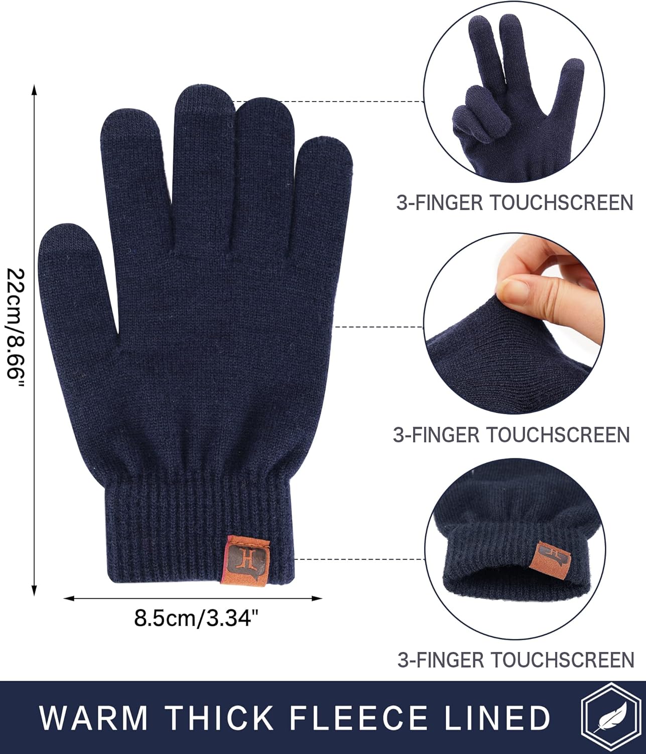 FZ FANTASTIC ZONE Women's Winter Touchscreen Wool Magic Gloves Warm Knit Fleece Lined for Women - Image 2