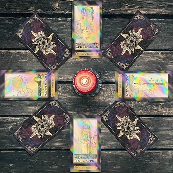 Smoostart 78 Tarot Cards with Guidebook, Holographic Tarot Cards Deck Future Telling Game with Colorful Box