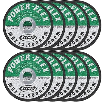 4 1/2 Inch x 1/16 Inch x 5/8 Inch Premium Cut Off Wheels - 10 Pack -, for Cutting All Ferrous Metals and Stainless Steel