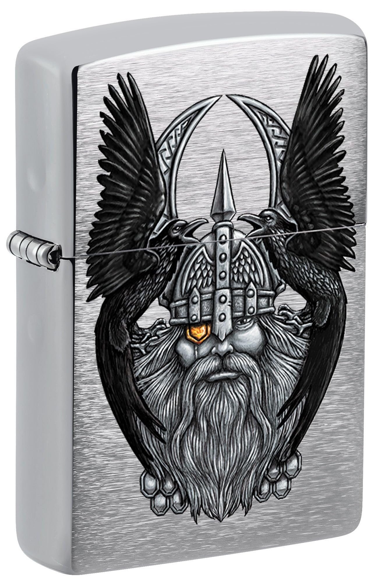 Amazon.com: Zippo Lighter: Odin with Ravens - Brushed Chrome 81469