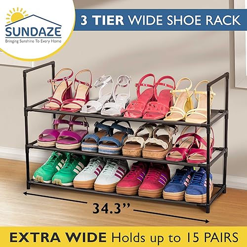 Miniatura 2 de Sundaze Zapatero de 3 niveles para entrada de puerta delantera, organizador de zapatos largo resistente para armario, dormitorio, entrada, garaje,