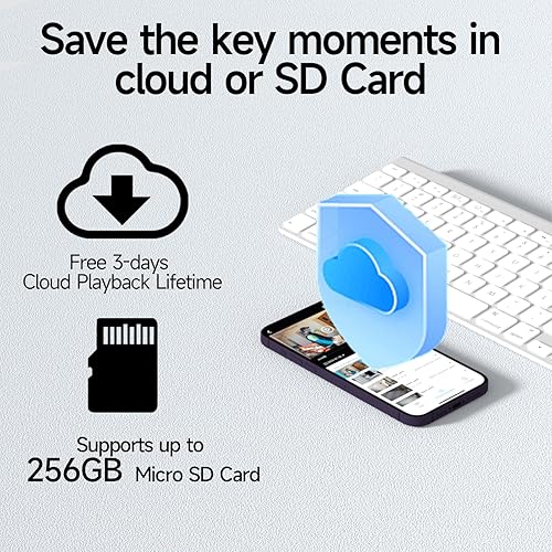 Miniatura 7 de Cámaras de seguridad inalámbricas para exteriores y hogares, cámara de vigilancia WiFi alimentada por batería de 5 MP con foco, detección de