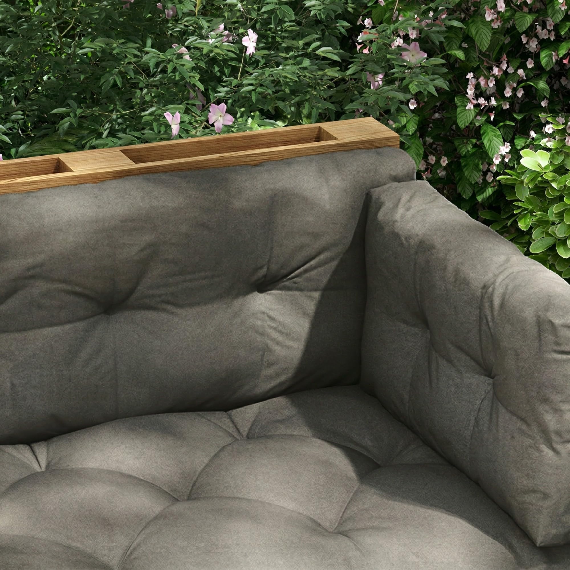 Outsunny Cuscini per Pallet da Giardino 3 Pezzi, Imbottitura Spessa, Poliestere, Grigio Carbone