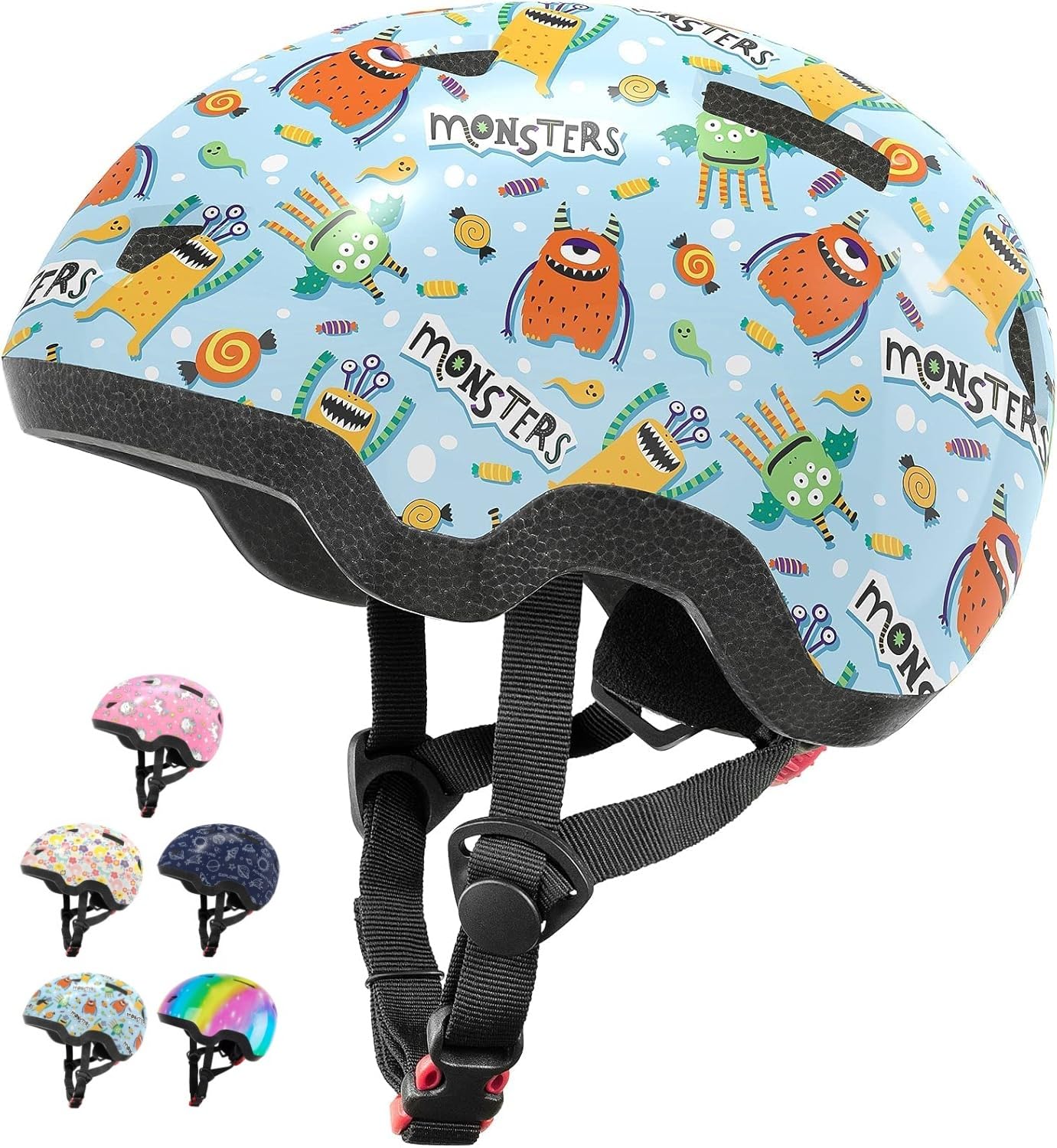 Lyefancy Kids Helmet for 1-8 Years Old, Toddler Helmet for Infant Baby, Printed Character Kids Bike Helmet for Boys Gilrs, Children Helmets for Cycling Scooter Skateboard Skating(Monster, XS(46-50cm))