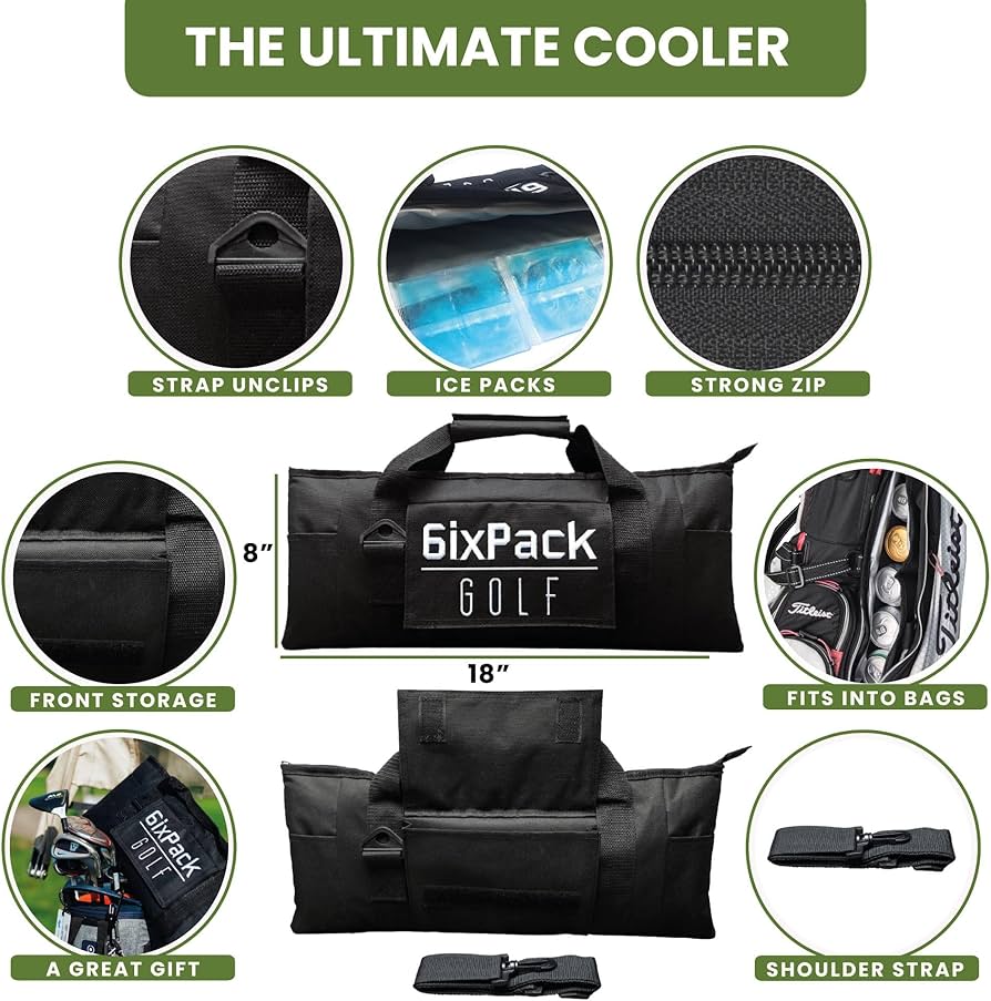 Amazon.com : 6ixPack Golf Golf Cooler Bag Plus 2 Ice Packs - HD