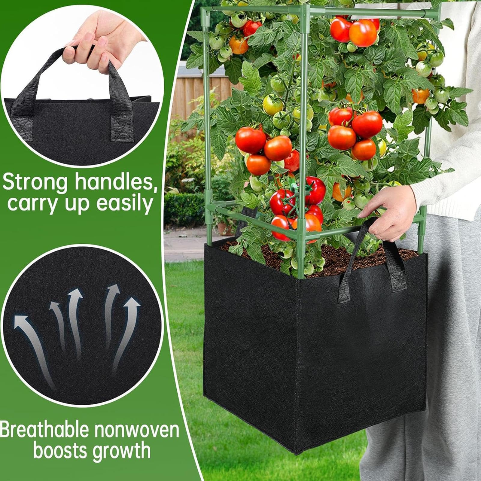 Generisch Tomaten-Stützkäfig Rostfreier Edelstahl, Rostbeständig Und Hoch | Quadratischer Tomatenstützkäfig als Pflanzenstütze für , Bohnen, Paprika, Auberginen, Terrasse, Garten, Hochbeet, Balkon und