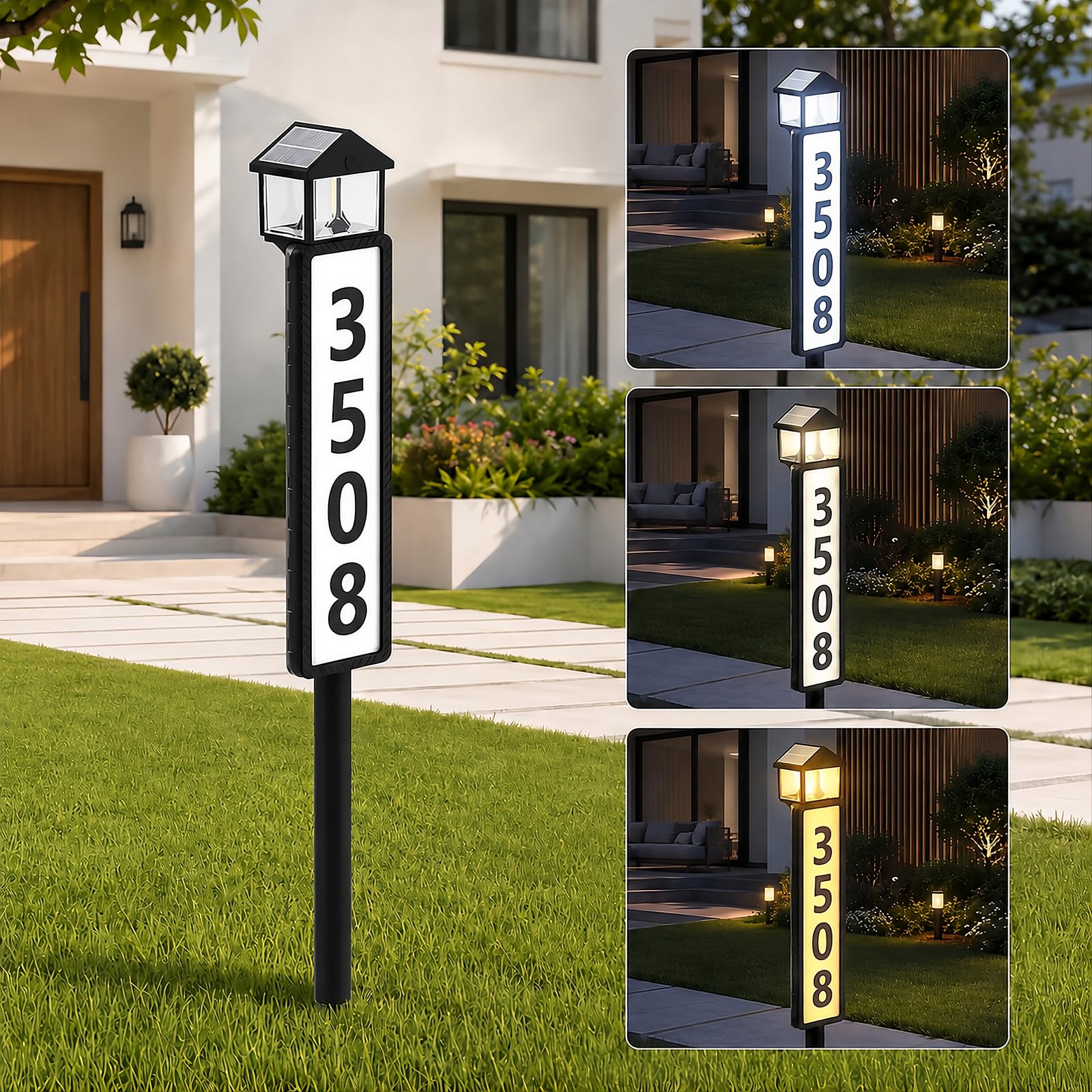 GJB Lantern-Style Solar Address Sign