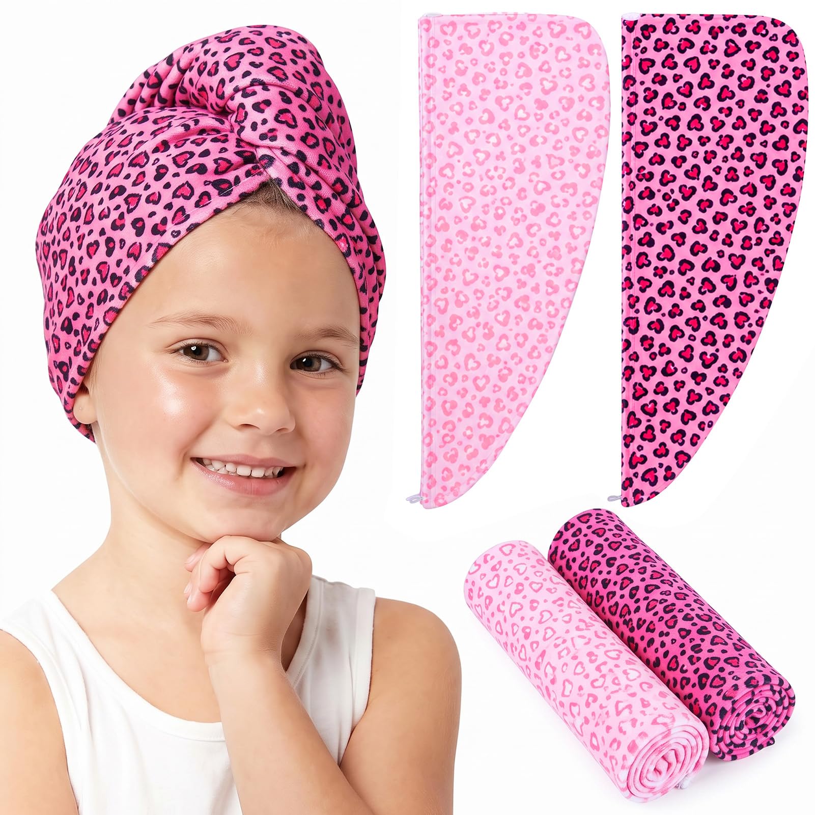 FIOBEE Microfiber Hair Towel Wrap for Kid Girls Rapid Drying Hair Turbans
