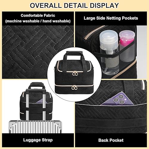 Miniatura 5 de Organizador de esmalte de uñas de piel sintética con capacidad para más de 30 botellas (0.5 onzas líquidas) y lámpara de uñas, bolsa de transporte