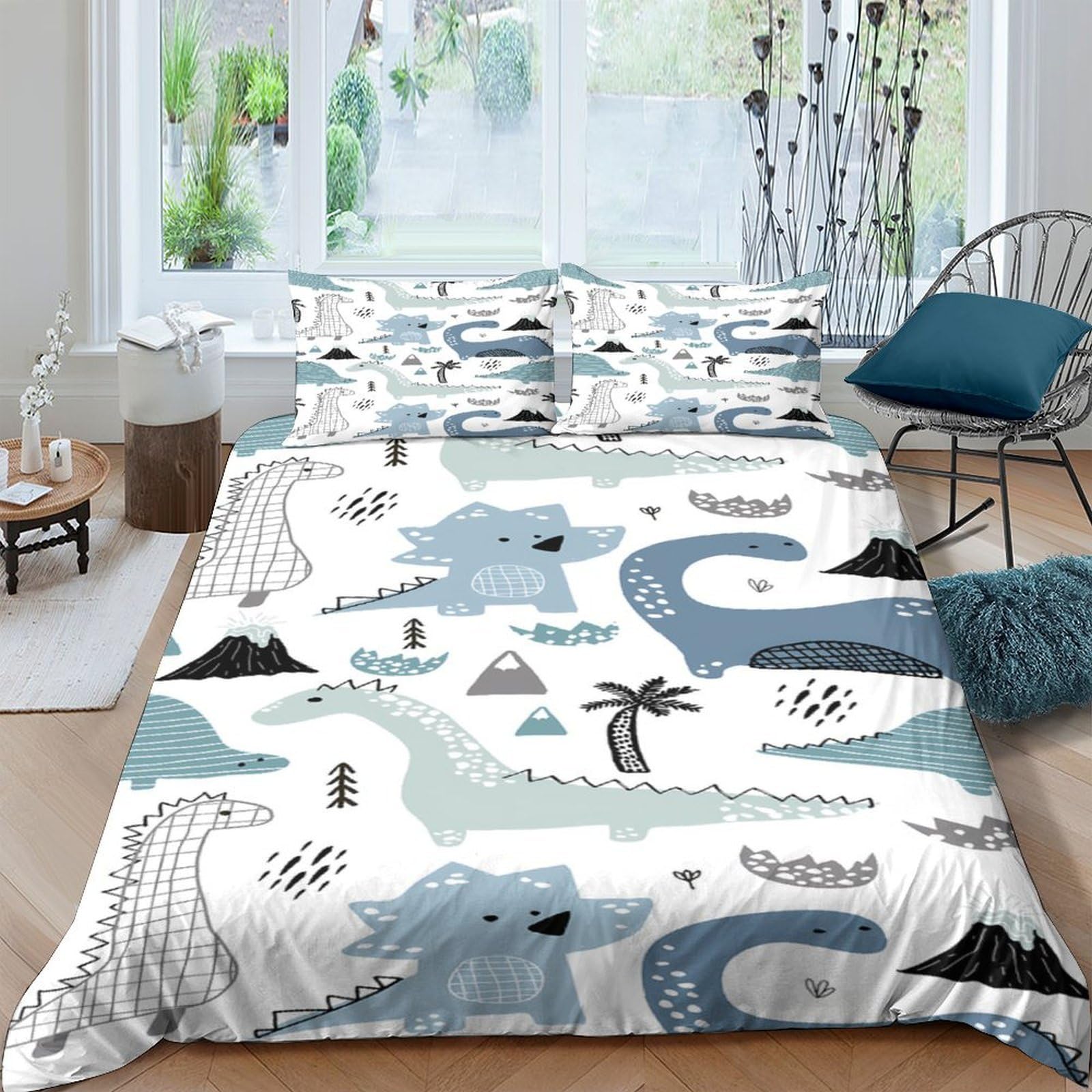 Ctjqhvkz Style-10 3D Printed Dinosaur Landscape Fitted Sheet Microfiber Soft Breathable Jurassic World Bed Cover For Bedroom Dorm Decor Single（135X200cm）
