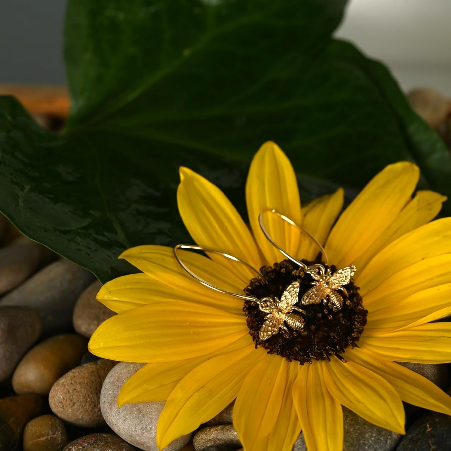 14k Gold Bee Dangle Earrings Sterling Silver - Image 8