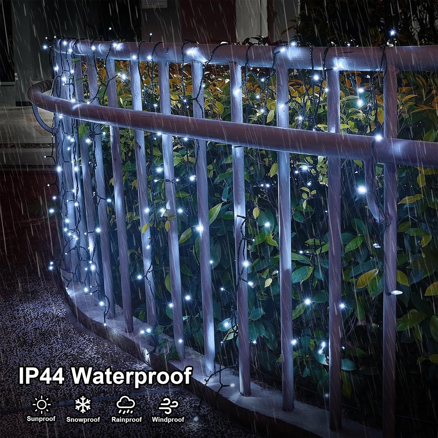 QITONG 500 LED 165ft Christmas White Lights, String Lights Outdoor Waterproof with 8 Modes, Green Wire Plug in Twinkle Light Indoor