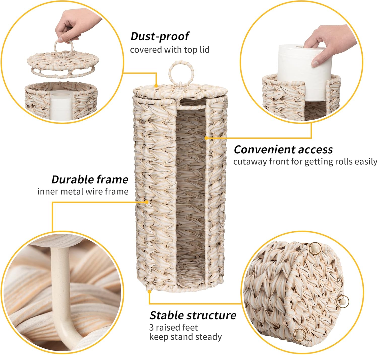 GRANNY SAYS Bundle of 1-Pack Free Standing Toilet Paper Holder & 1-Pack Toilet Paper Holder with Storage