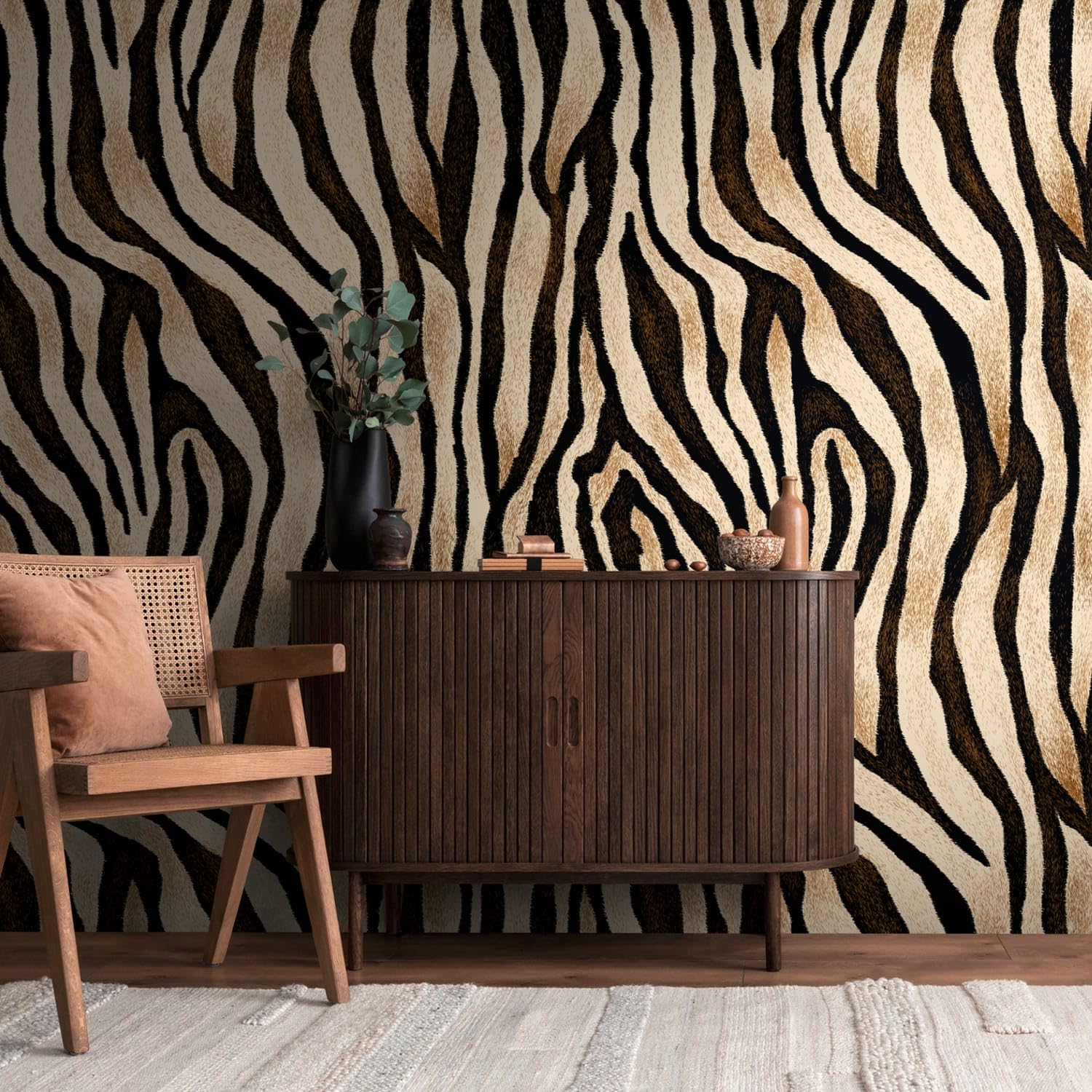 Papier peint aspect fourrure intissé pour salon chaleureux Profhome 4,45m2