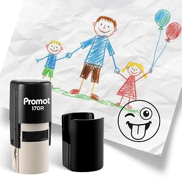 Promot - Teacher Self-Inking Stamp, Round Rubber Stamp Winking Tounge
